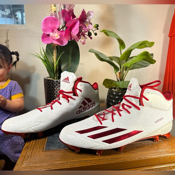 Adizero men football cleats size 17 new red and white - Picture 3 of 9